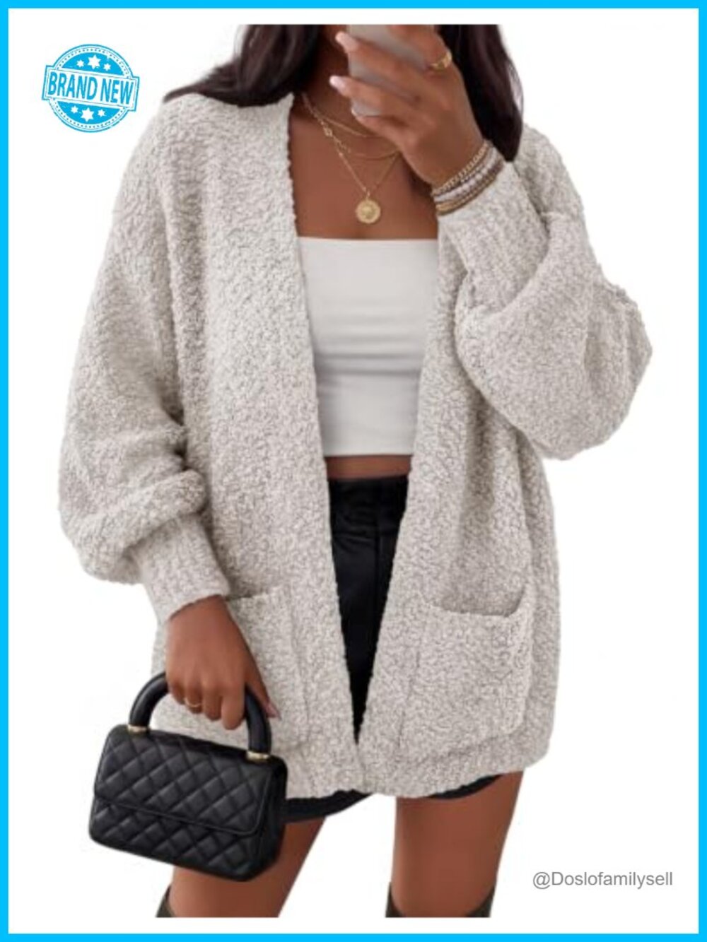 Oversized Fuzzy Popcorn Sherpa Chenille Cardigan Sweater
